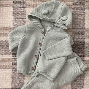 carter’s seafoam green two piece knit cardigan set